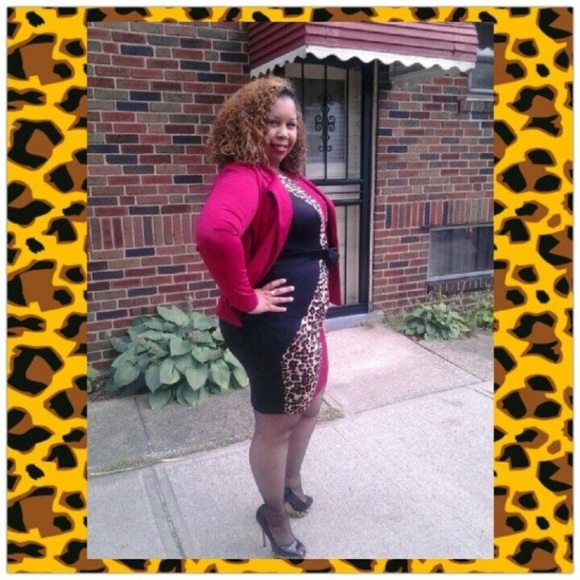 Red Black Leopard Dress Sz 3XL Junior Plus - Picture 5 of 5